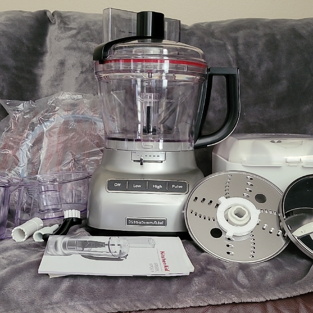 KitchenAid Silver Food Processor with Attachments